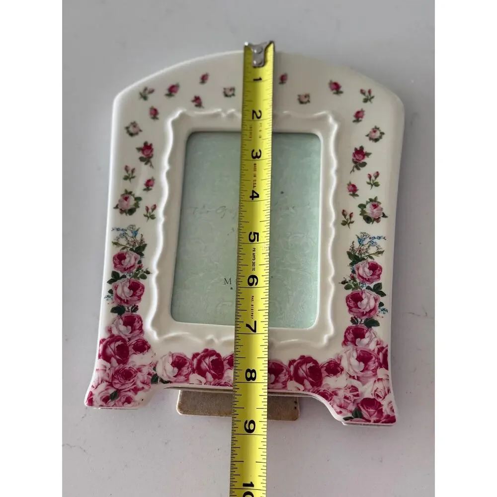 Vintage Michel & Company Rose Floral Ceramic Picture Frame 3.5x5 Shabby Chic
